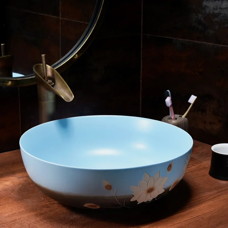 

Creative Table Basin round Wash Basin Simple Ceramic Thin Edge Basin