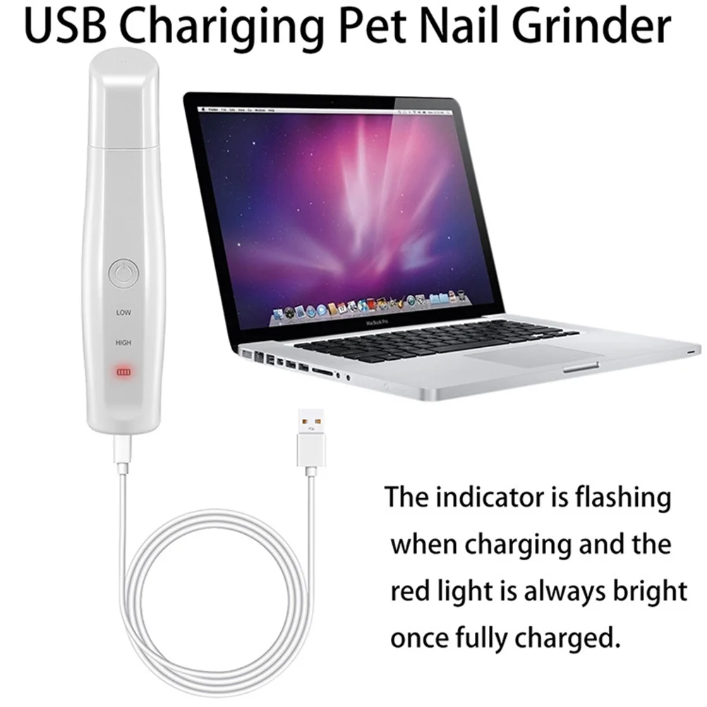 

Pet Nail Drill Grinder Electric Nail Trimmer Creamy White USB Powered for Dog Cat Low Noise Safe Grooming Electric Dog