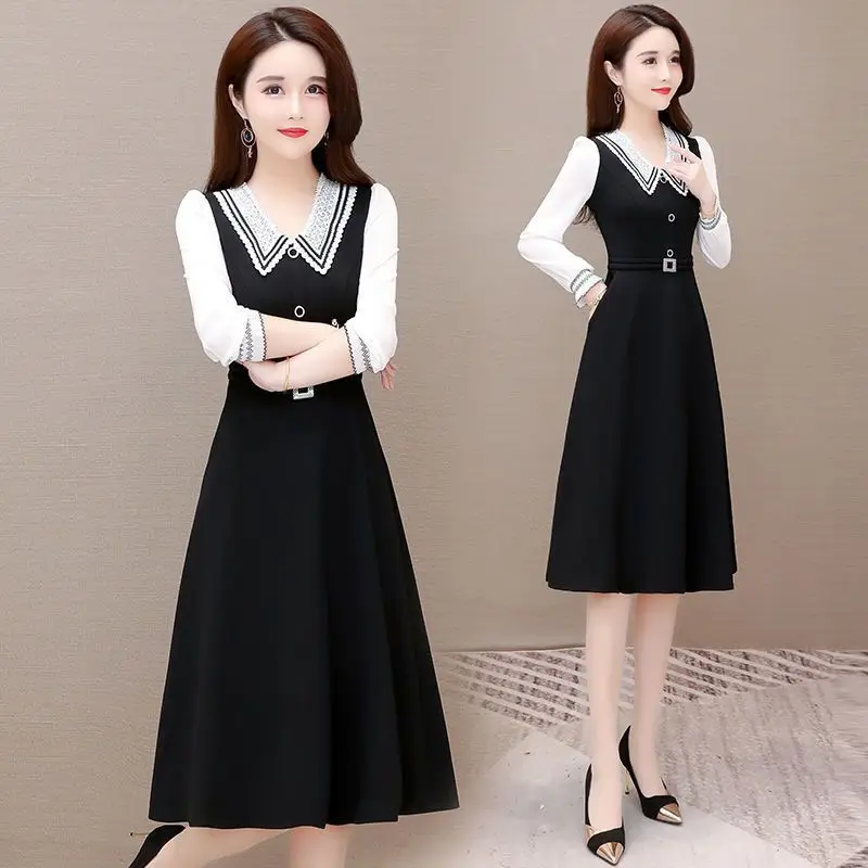 フォーマルな機会にぴったりの女性用長袖サテンY2K格安カジュアル厚手シルク服KPOP風Aラインシフォンドレス