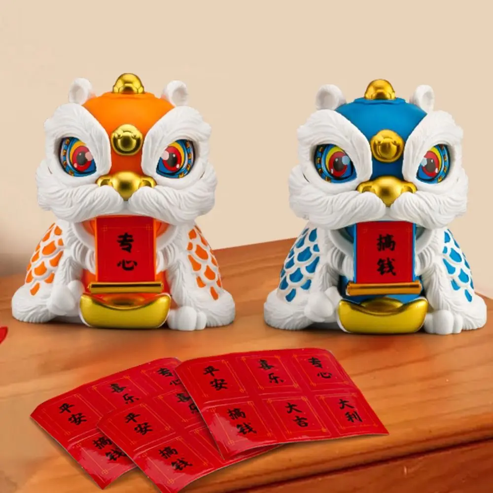 Attracting Wealth Dragon Dance Lion Toys With Rope DIY Crafts Lion Statue Figure Toys Couplet Plastics New Year Toys