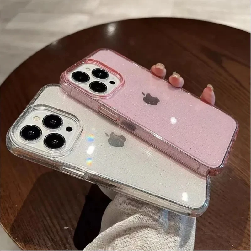 New Luxury Bling Glitter Clear Case For iPhone 15 14 13 11 12 Pro Max Mini X XS Max XR 7 8 Plus Silicone Soft TPU purple Cover