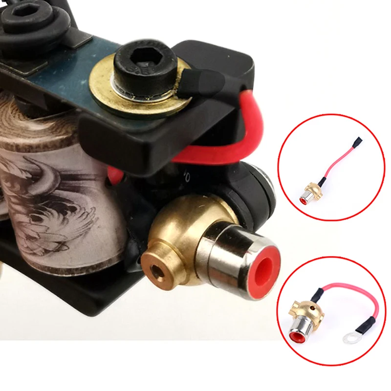 Red Tattoo Coil Cord Hook to Female Jack RCA Connector for Coil Tattoo Machine