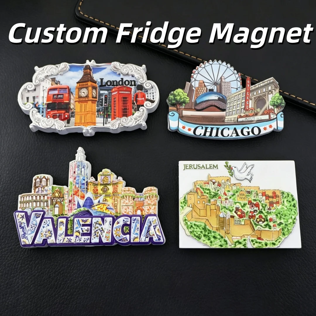 Imán de Refrigerador 3D de Poliresina Personalizado de Fábrica, Imán de Refrigerador con Diseño de Ciudad o País Italiano, Recuerdo Turístico