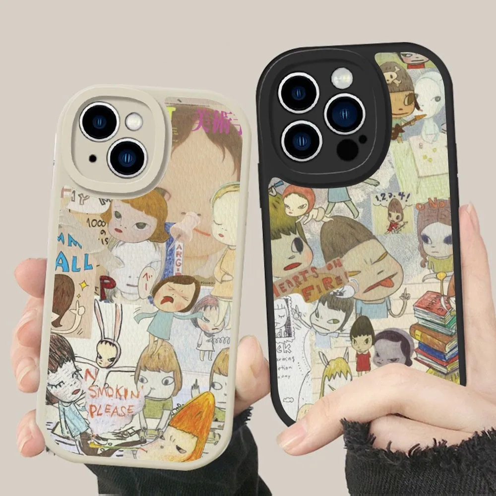 Cartoon Yoshitomo Nara Phone Case Hard Leather For iPhone 14 13 12 Mini 11 14 Pro Max Xs X Xr 7 8 Plus Fundas