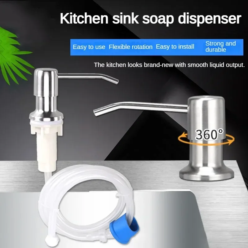 Stainless Steel Soap Dispenser Extension Tube Kit Kitchen Sink Liquid Soap Dispenser Bathroom Lotion Detergent Hand Press Pumps