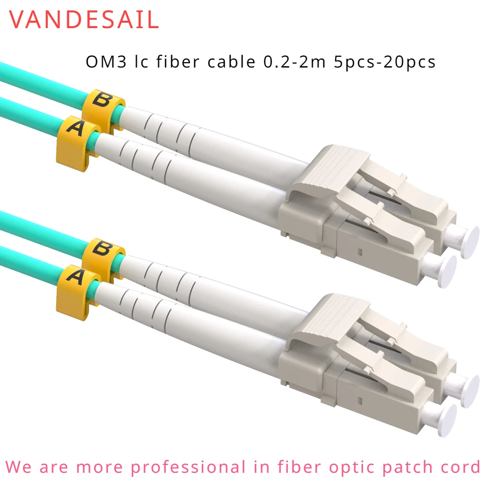 

Vandesail OM3 lc fiber cable LC to LC Fiber Patch Cable | 10G Internet, Multimode SFP, LSZH Jacket, 5pcs-20pcs, 0.2-2m