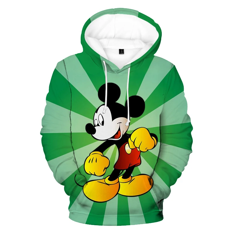 Men\'s Mickey Mouse Hoodies Cartoon Casual Hooded Coat Autumn Men Soft Pocket Sweatshirts Male Loose Tops Long Sleeve Clothes