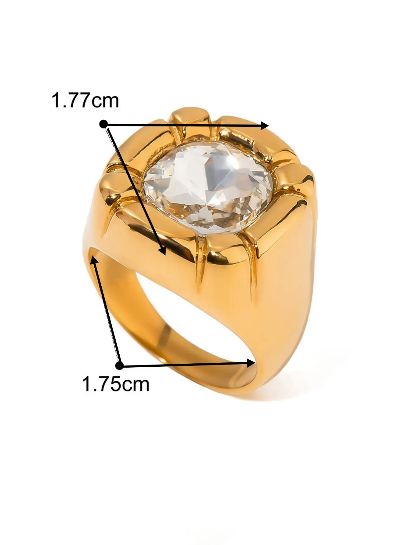 Multicolored Stylish Rounded Square Zircon Flower Rings Gold Plated Stainless steel ring woman Daily Waterproof Jewelry gift