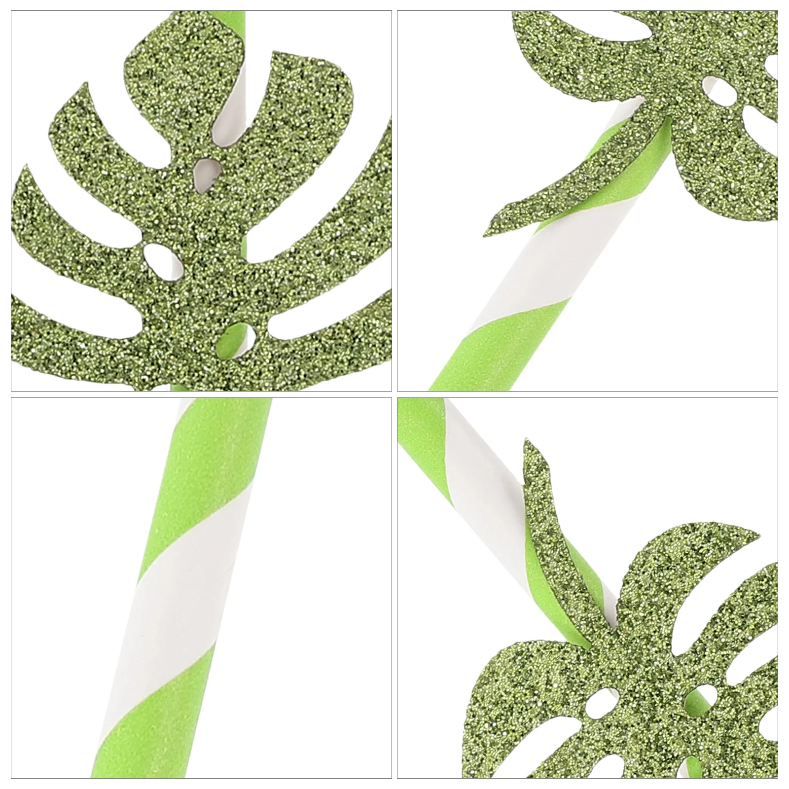 

10Pcs Monstera Paper Straws Glitter Disposable Birthday Luau Party Cocktail Drinking Straws Tropical Birthday Party Supplies