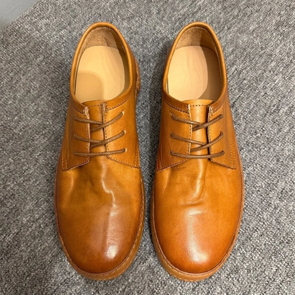 أحذية رياضية صيفية للرجال من الجلد قابلة للتنفس، أحذية كاجوال خفيفة الوزن على الطراز البريطاني