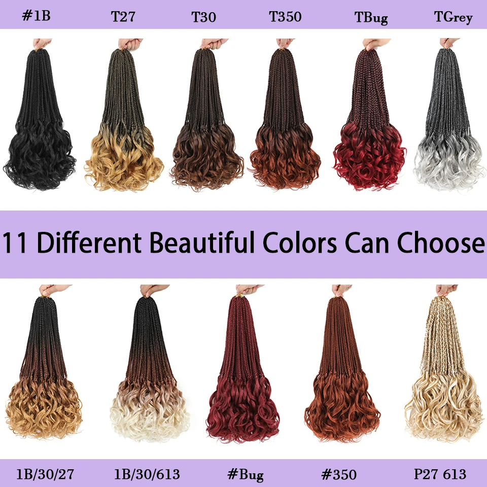 French Curl Crochet Braids 14 18 24 Inch 1- 8 Packs 1B 30 27 350 613 Bug Grey Colors Ombre Brown Goddess Box Braids Crochet Hair