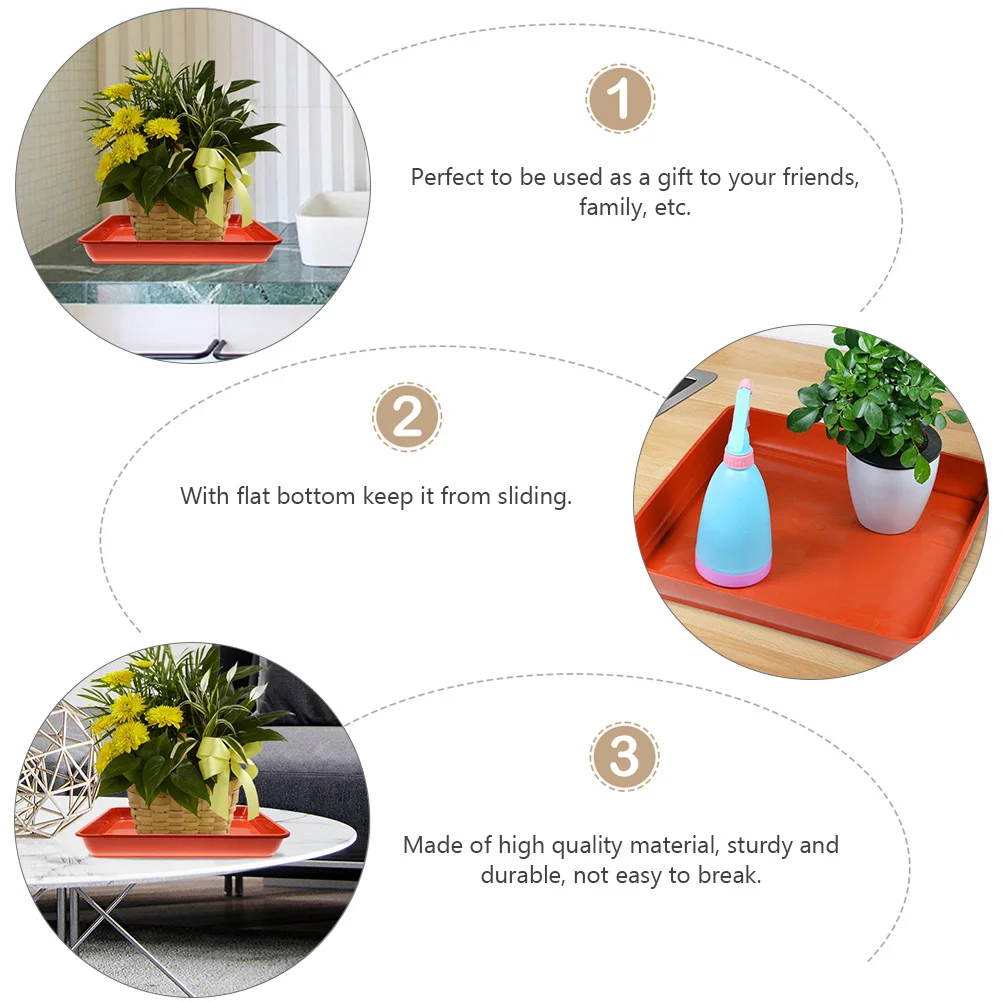 

2 Pcs Resin Plastic Tray Trays for Plants Pot Square Outdoor Base Planter Small