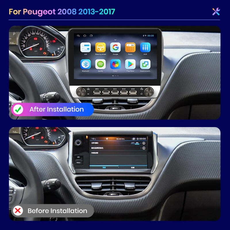 AWESAFE Car Radio for Peugeot 2008 208 2012 - 2018 Wireless Carplay for Apple Android Auto Stereo with Buttons Multimedia GPS 4G