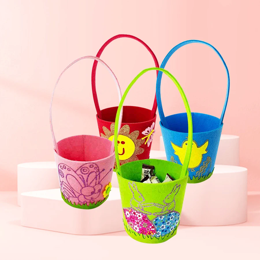 4pcs felt bucket party decoration party storage, cute patterns