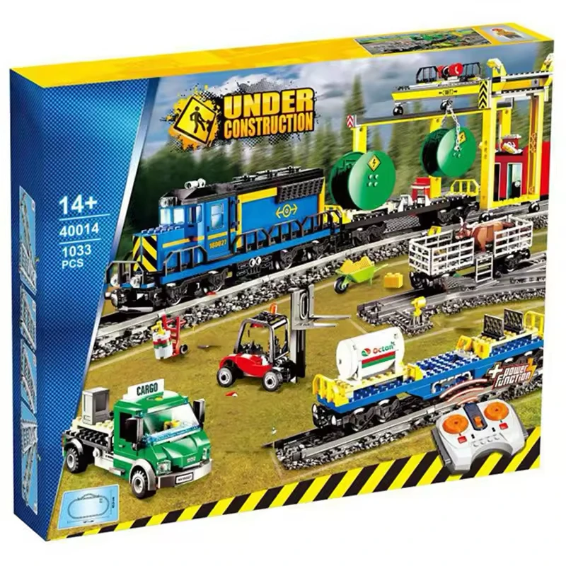 Compatible con tren de carga 60052, bloque de construcción, nuevo tren de exhibición MOC, juguete de ladrillo, modelo de Control remoto, regalo de Navidad 02008