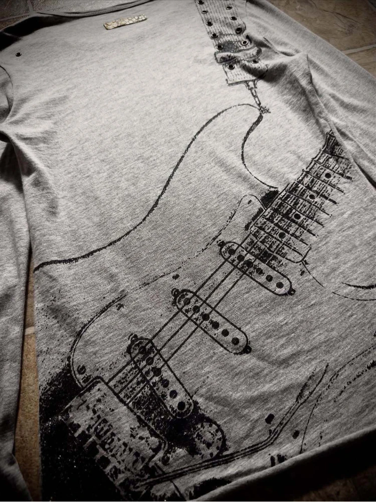 

Y2k printed T-shirt long sleeved round neck top personalized trend INS slim fit hip-hop T-shirt street wear