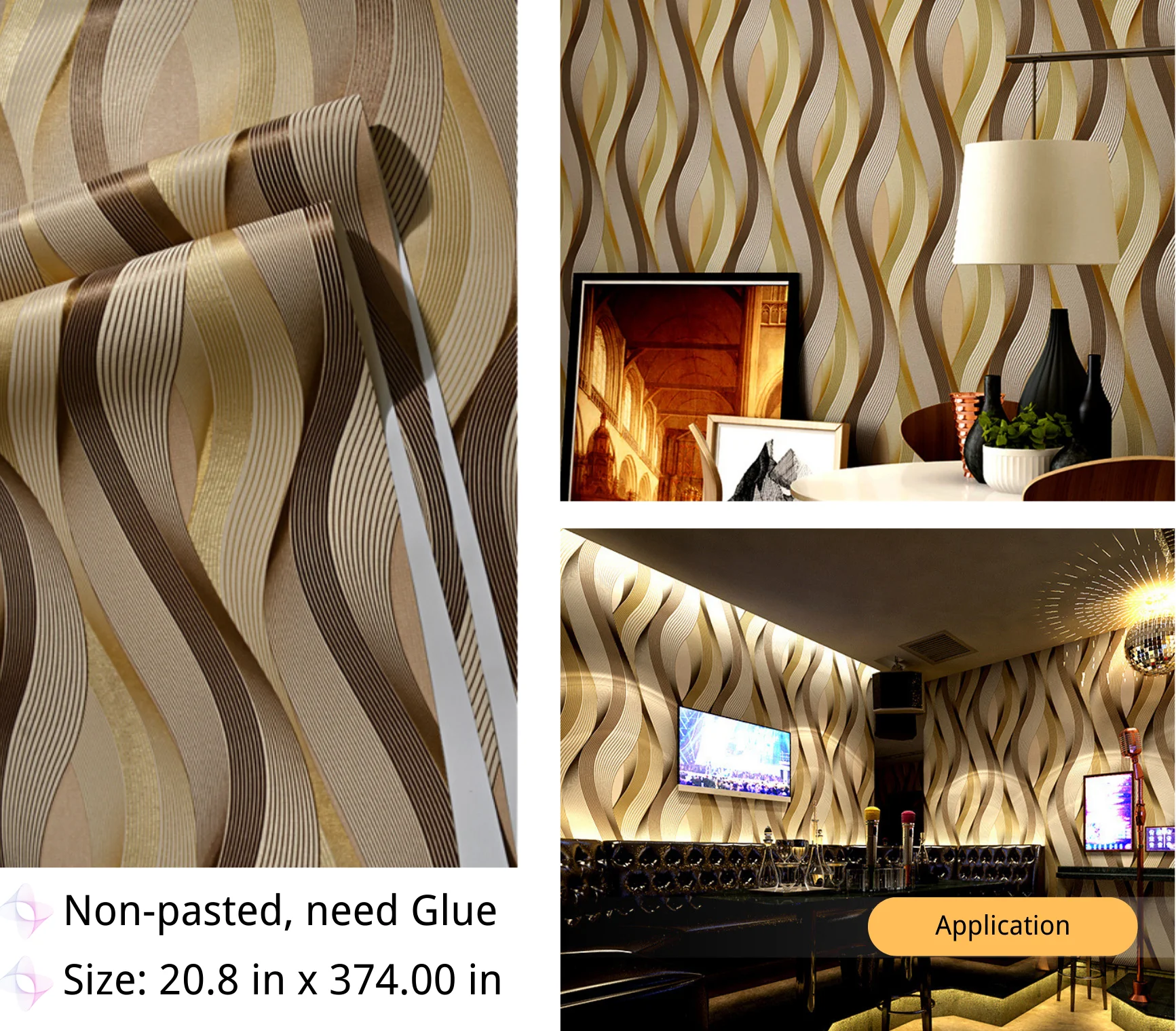 AU STOCK 3D Beige Abstract Gloss Stripes Wallpaper Vinyl Textured Wall Paper Home Deco