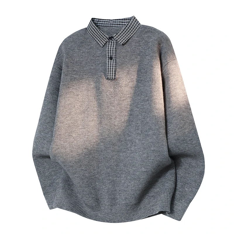 

Новый осенний мужской свитер в корейском стиле, свободный крой, пуловер с воротником рубашки, минималистичный литературный модный повседневный мужской свитер, пальто