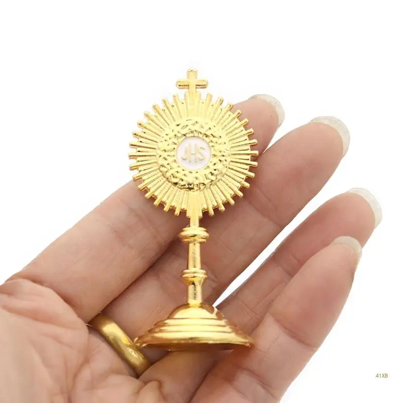 41XB Metal Holy Sunshine for Cross Figurine Zinc Alloy Christian Catholic Art Statue for Home Bedroom Living Room Car Decoration