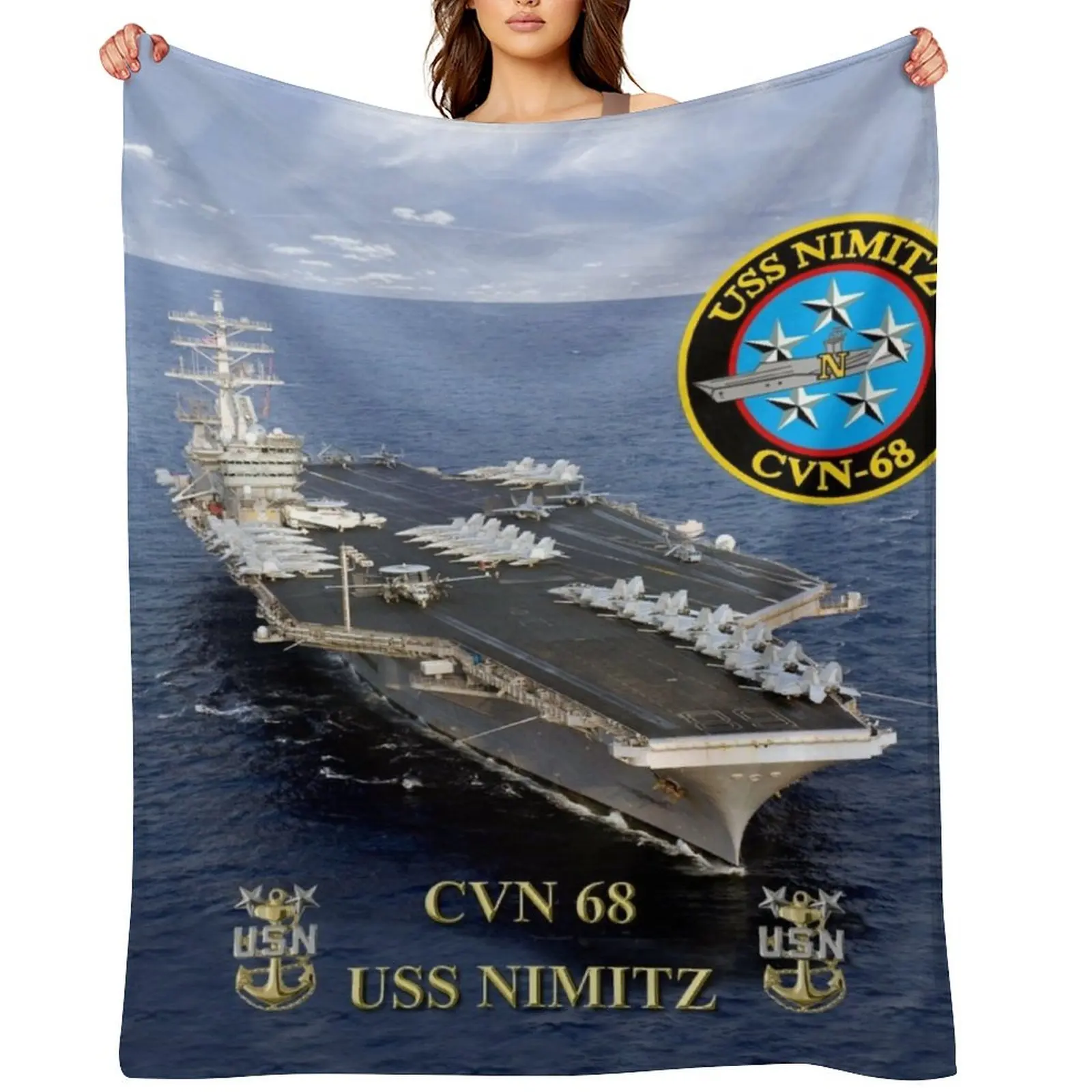 

CVN-68 USS Nimitz Throw Blanket halloween Furry Luxury Throw Kid'S Blankets