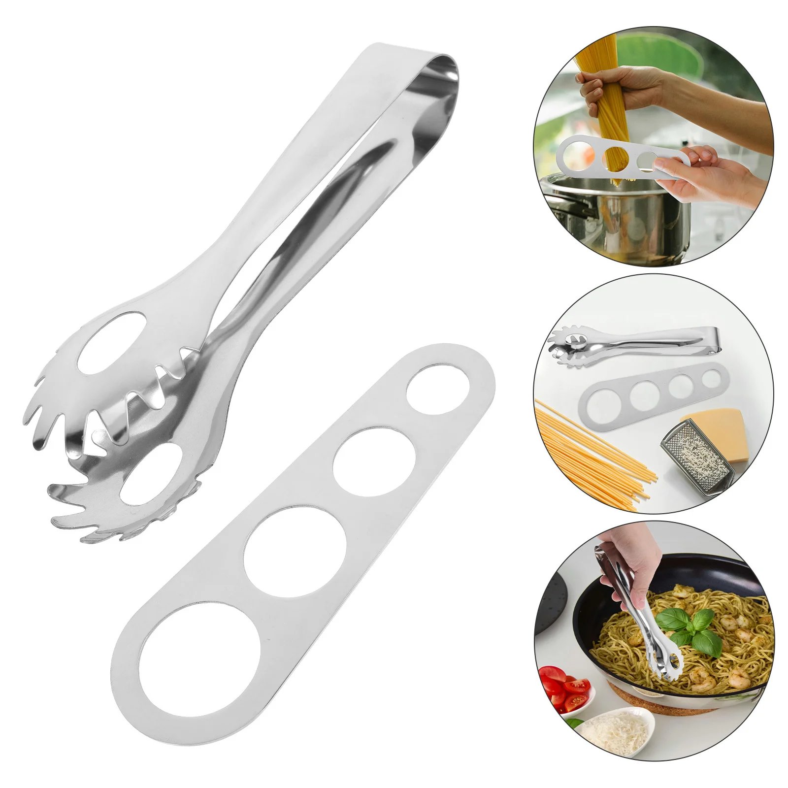 

Stainless Steel Spaghetti Tongs Pasta Server Set Precision Grip Kitchen Utensils for Noodles Eggs Food Preparation