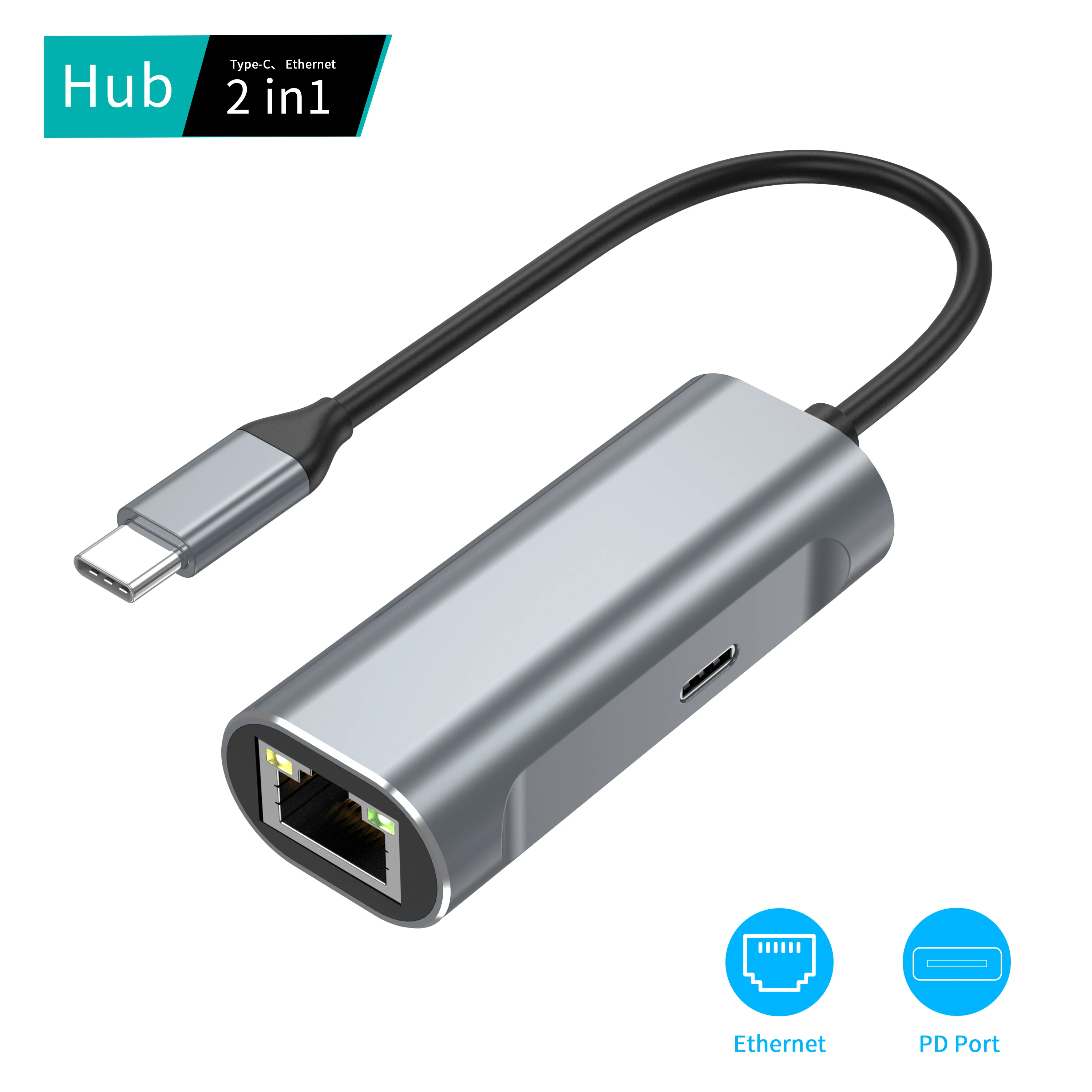 Electronics Type-C to Gigabit 1000 Mbps USB-C PD 100W Charging Adapter Ethernet LAN Network Adapter Plug and Play