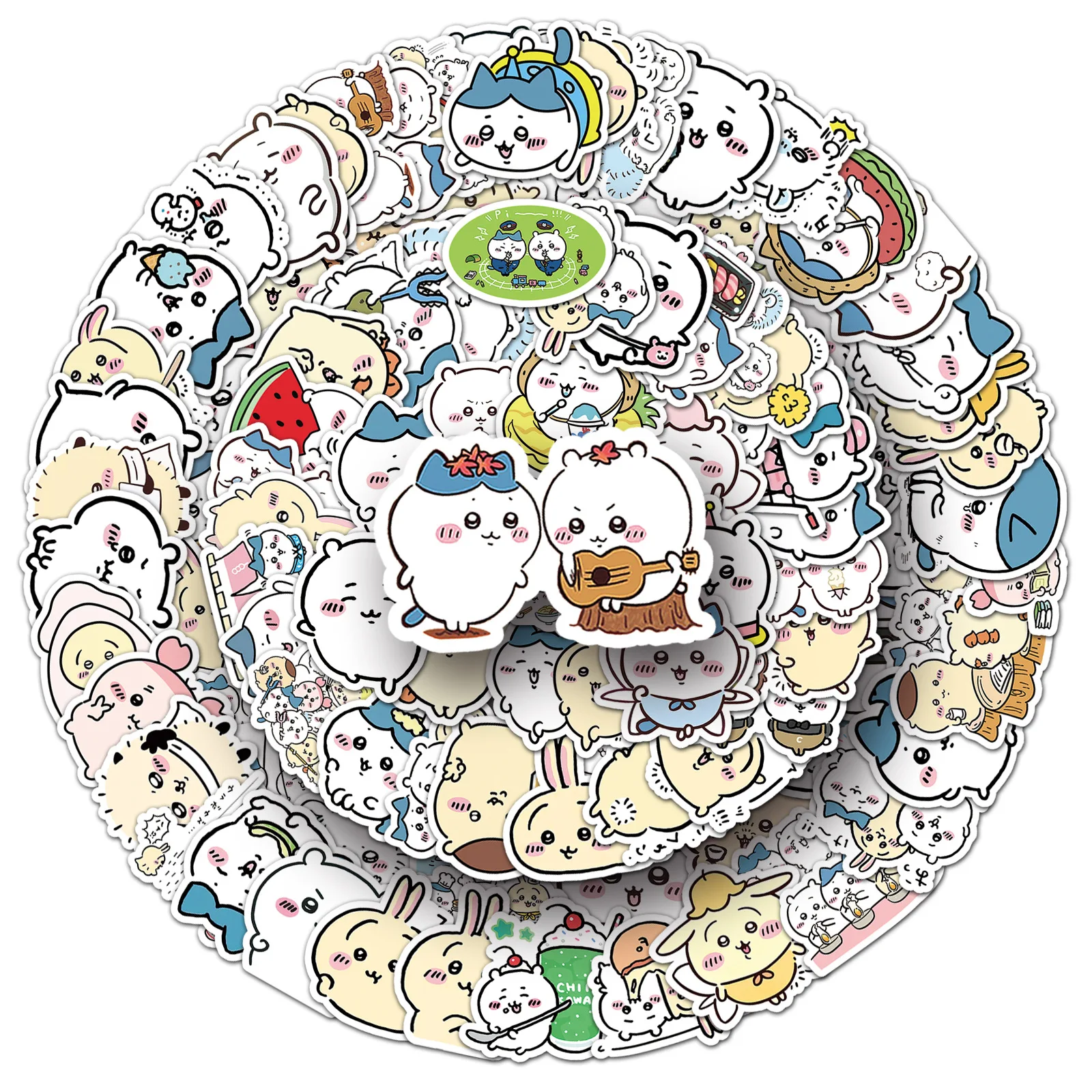 101PCS Chiikawa 스티커 사랑스러운 애니메이션 귀여운 애완 동물 프로필 그림 스티커 장난감 만화 방수 DIY 전화 케이스 워터 컵