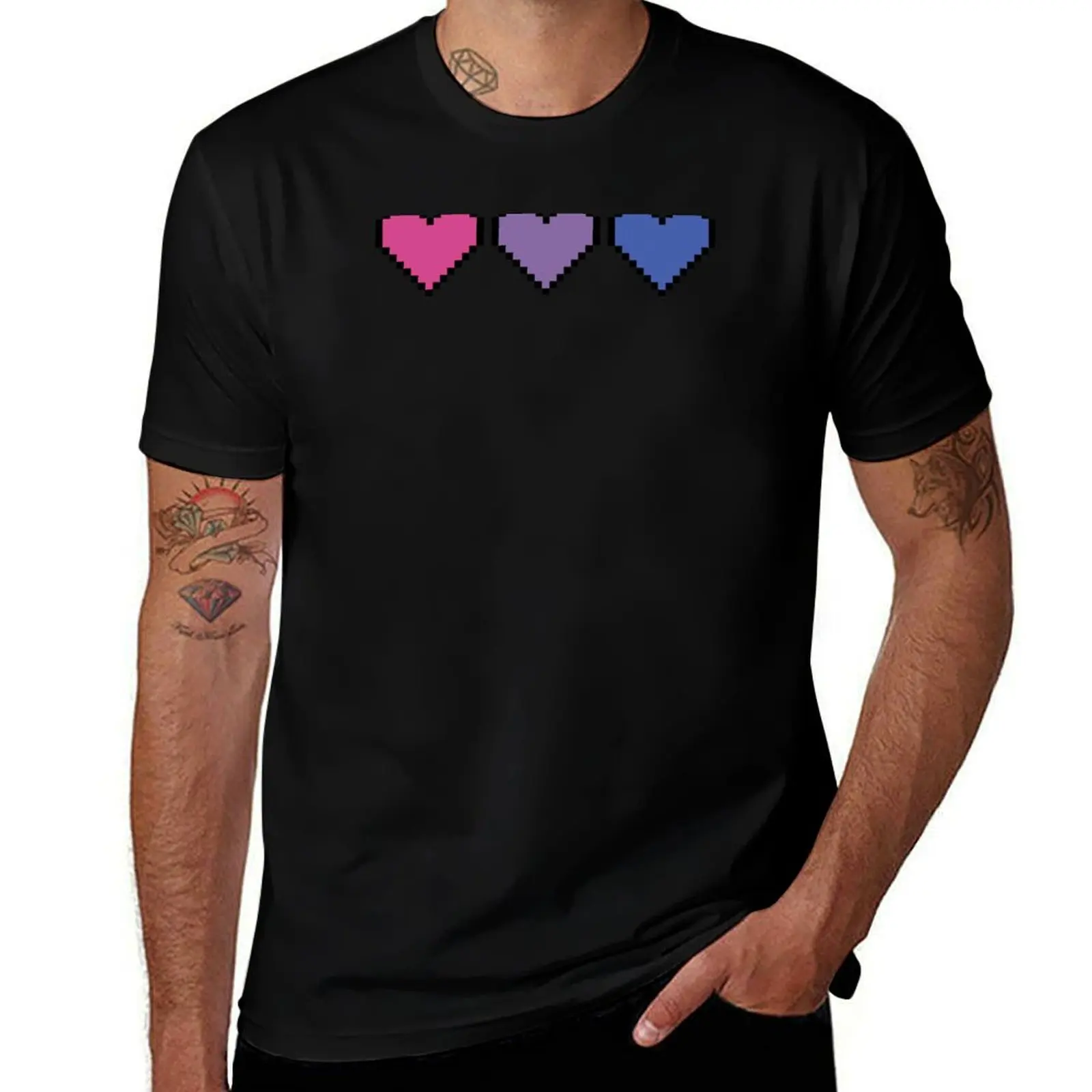 

Bisexal Pixel Haert T-Shirt cotton tshirt 100% t shirts for man cotton soft T-Shirt