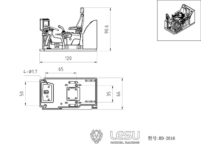 LESU Für 1/14 Baggermodell Fahrersitz-Modifikation Multifunktions-LCD-Display LKW DIY Zubehör Spielzeug – Detail 2