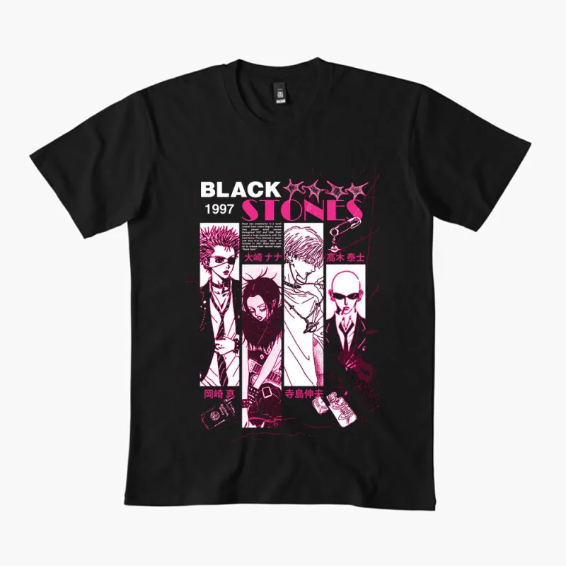 

Nana Osaki 0330 The Black Stones Punk Band Gift T shirt Large size Tops Anime Girl Graphic Print Y2k Clothes Cartoon Tee