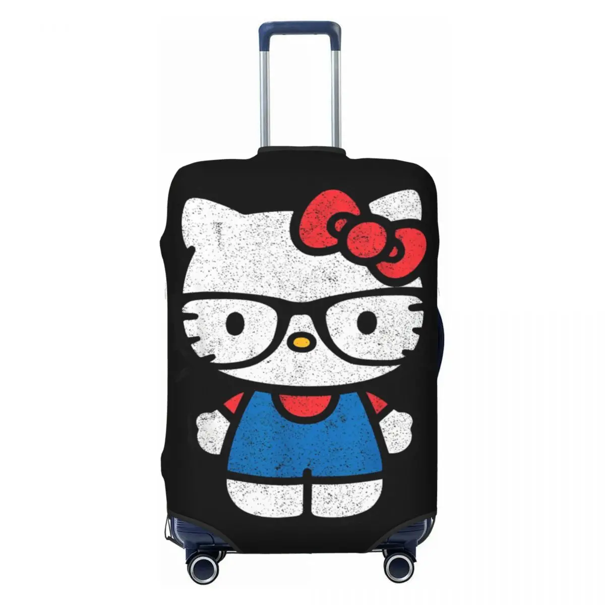 Hello Kitty Distressed Nerd Glasses Luggage Cover Fits 18-32 Inch Suitcases Elastic Suitcase Cover Protector Travel Accessories