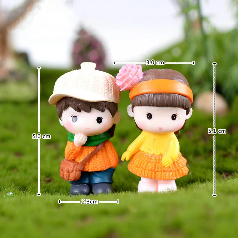Couple Lover Miniature Figurines Cute Boy Girl Dating Character Garden Ornament Wedding Decoration Cake Car Home Modern Craft