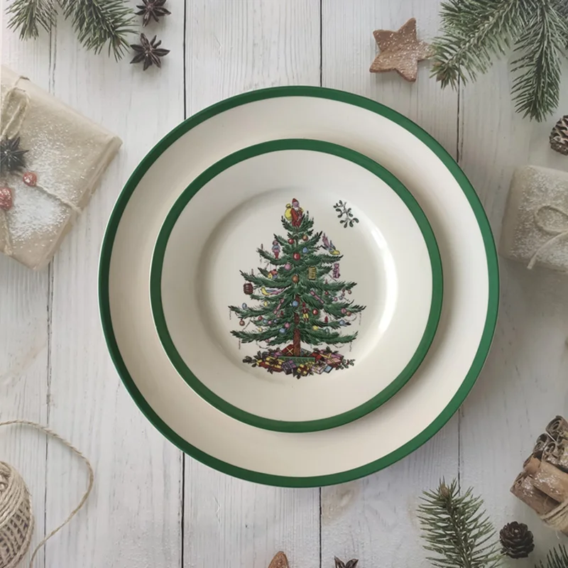 

Platos Christmas Theme Plate Ceramic Decoration Tableware Dessert Plates Kitchen Dinner Christmas Tree Dishes Assiettes De Table