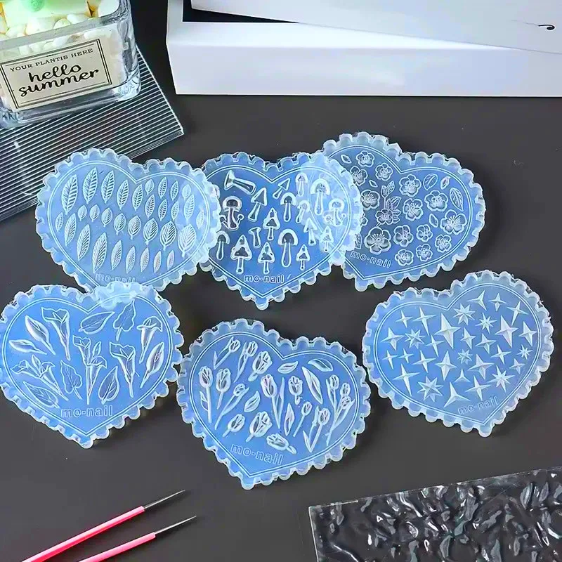 2025 New Arrivals 3d Carving Silicone Nail Mold Tulip Flower Christmas Template