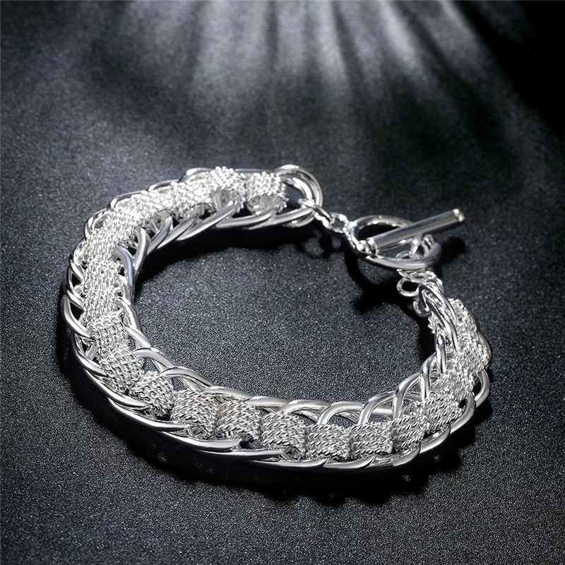 

Charm 925 Sterling Silver Bracelets For Woman Man New Creativity Circle Chain Wedding Party Christmas Gifts Fashion Jewelry