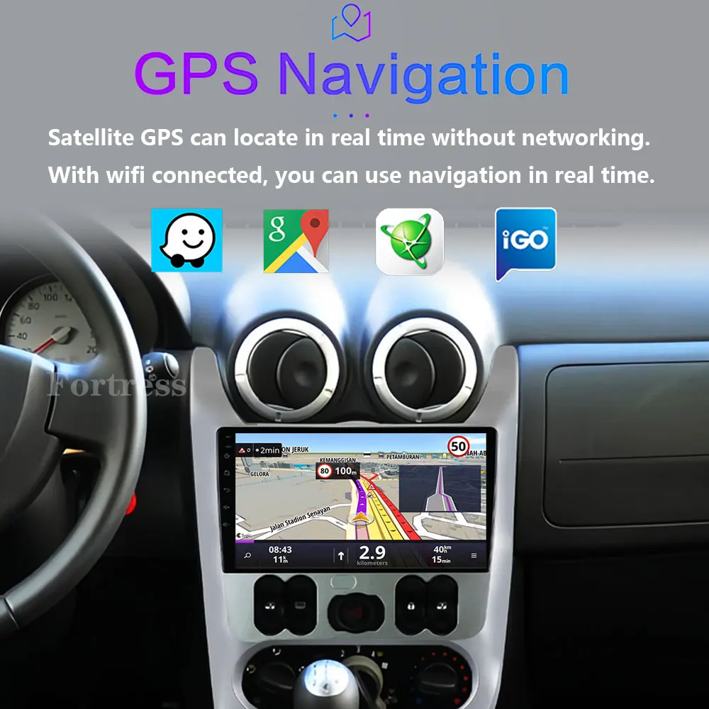 Android 16 Radio del coche para Renault Logan 1 Sandero 2009 2010 2011 2012 - 2015 Largus Dacia Duster reproductor de vídeo Multimedia GPS WIFI 4