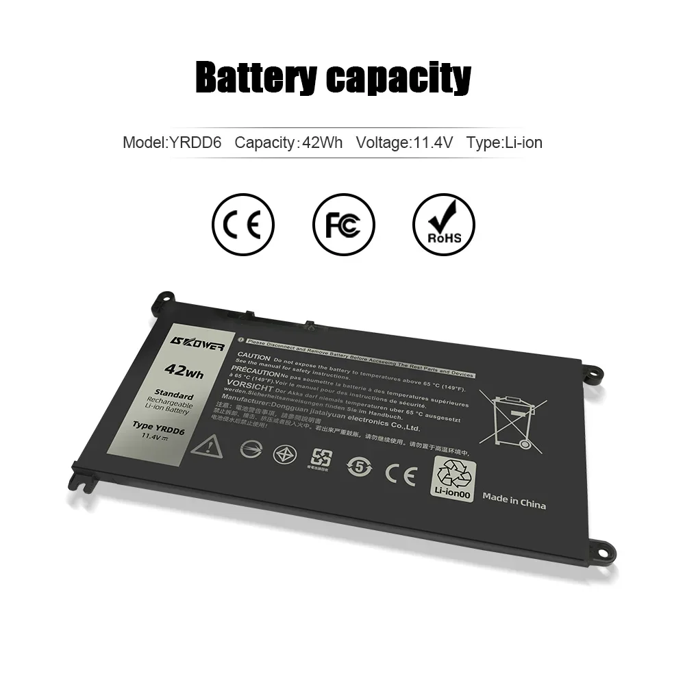 SKOWER YRDD6 11.4V 42Wh Laptop Battery For Dell Inspiron 14 5480 5482 5481 5485 5491 5591 5593 3583 3582 3493 3593 5584 5493