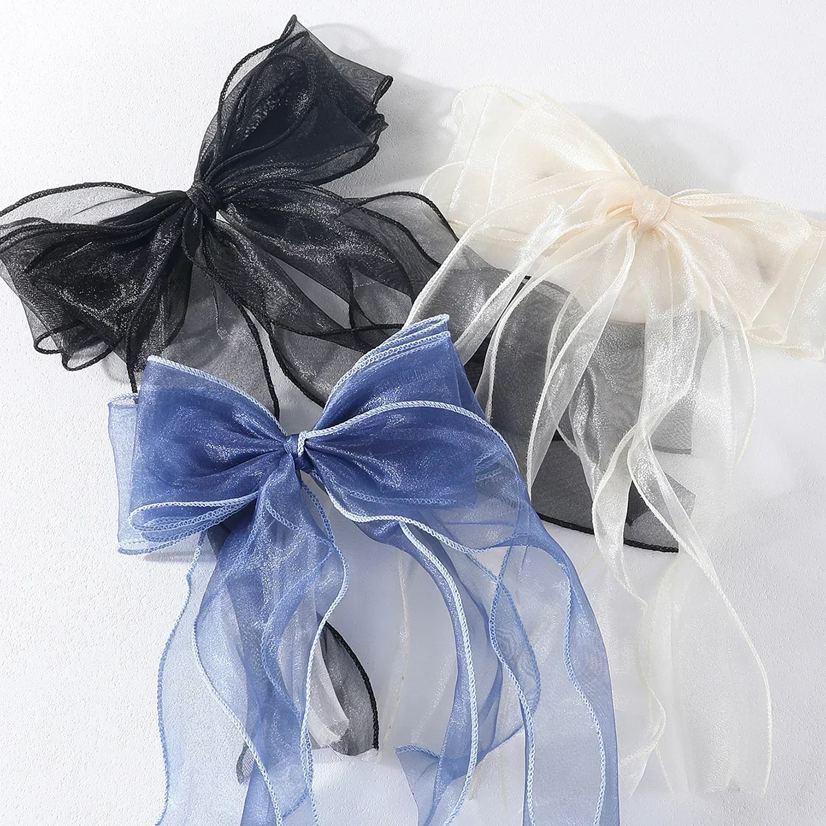 Moda koronkowa kokarda spinki do włosów kobiety kucyk kokarda spinki do włosów Barrettes wielowarstwowa kokarda spinka do włosów dziewczyny akcesoria do włosów — zdjęcie 4