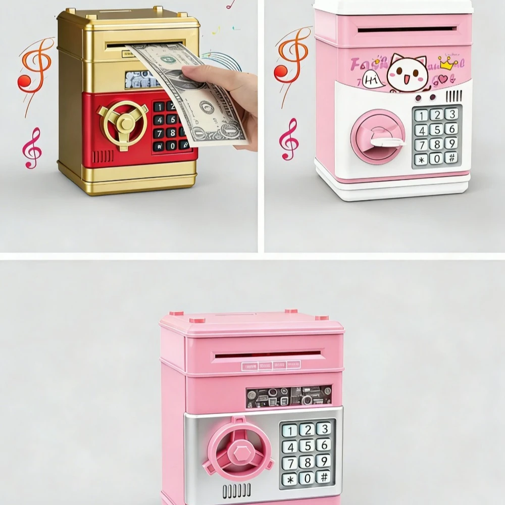 ¡Alcancía con contraseña inteligente! Banco de almacenamiento de carretes de monedas estilo cajero automático, caja de dinero creativa (regalo perfecto de cumpleaños/vacaciones)