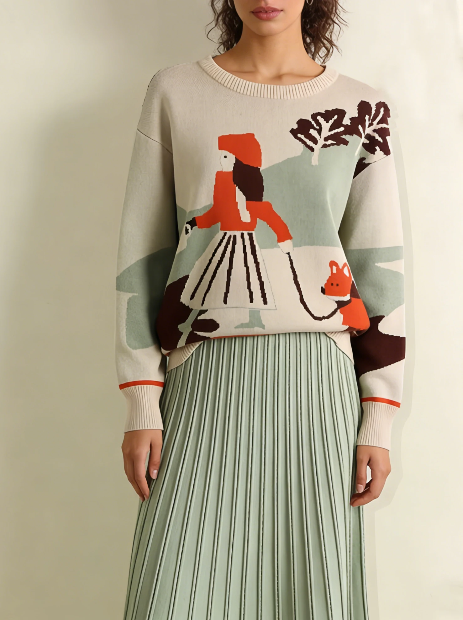 

Элегантный повседневный свободный вязаный свитер и юбка с цветными блоками, женский вязаный комплект из двух предметов осенне-зимний, пуловер + длинная юбка