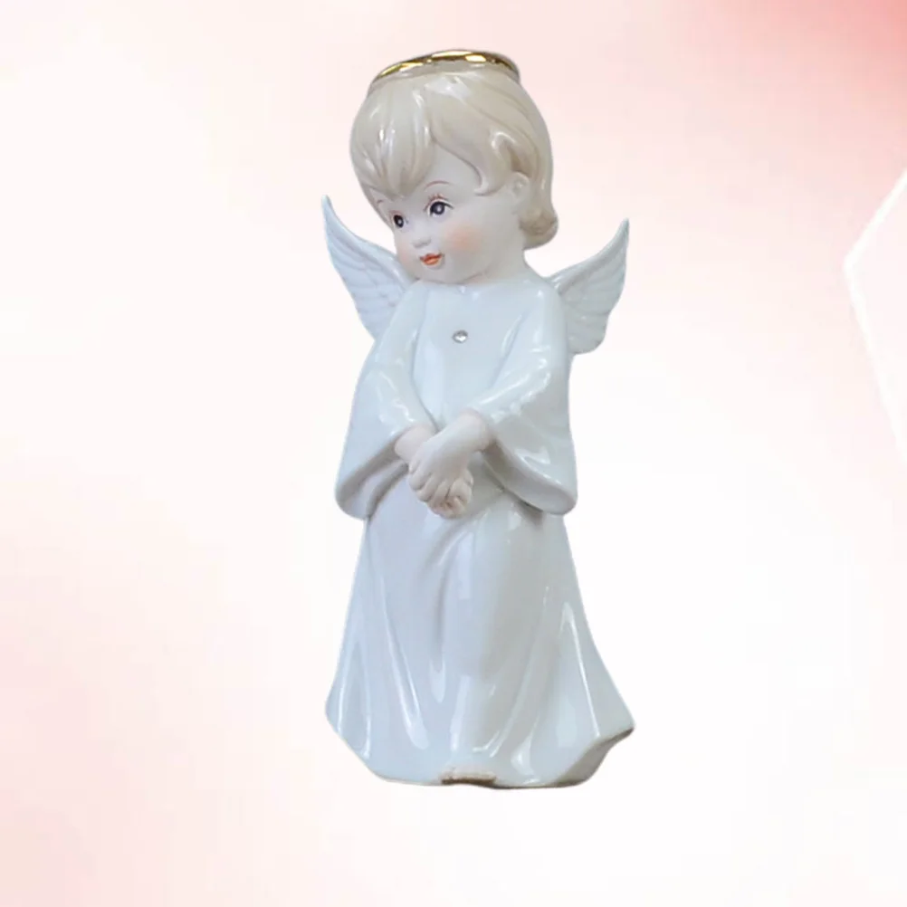 

Ceramic Small Angel Decoration Handmade White Craft for Desktop Table Ornament Home Office Decor Gift Delicate Figure Art