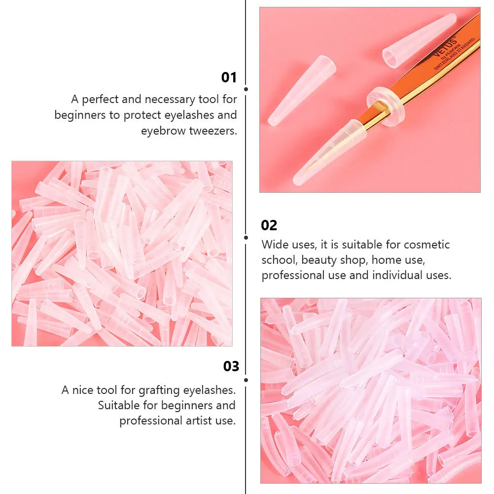 1 Set Of Eyelash Extension Tweezers Caps Small Portable Dust-Proof Non- For Beauty Salon Cosmetology School Home Use