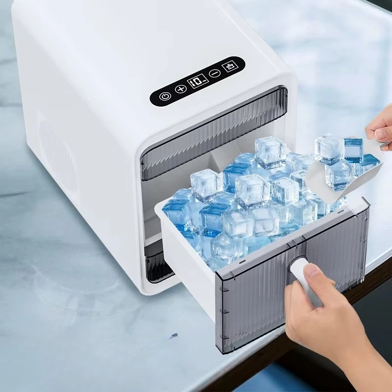 Portable Countertop Mini Cube Ice Maker, Produces Square Shape Ice Cubes for Business Scenarios