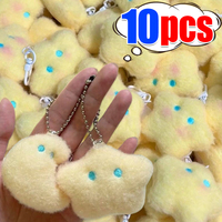 Cute Stars Plush Toy Keychain Girls Fluffy Soft Cute Backpack Bag Pendant Practical Mini Yellow Keychain Charms Keychains Gifts