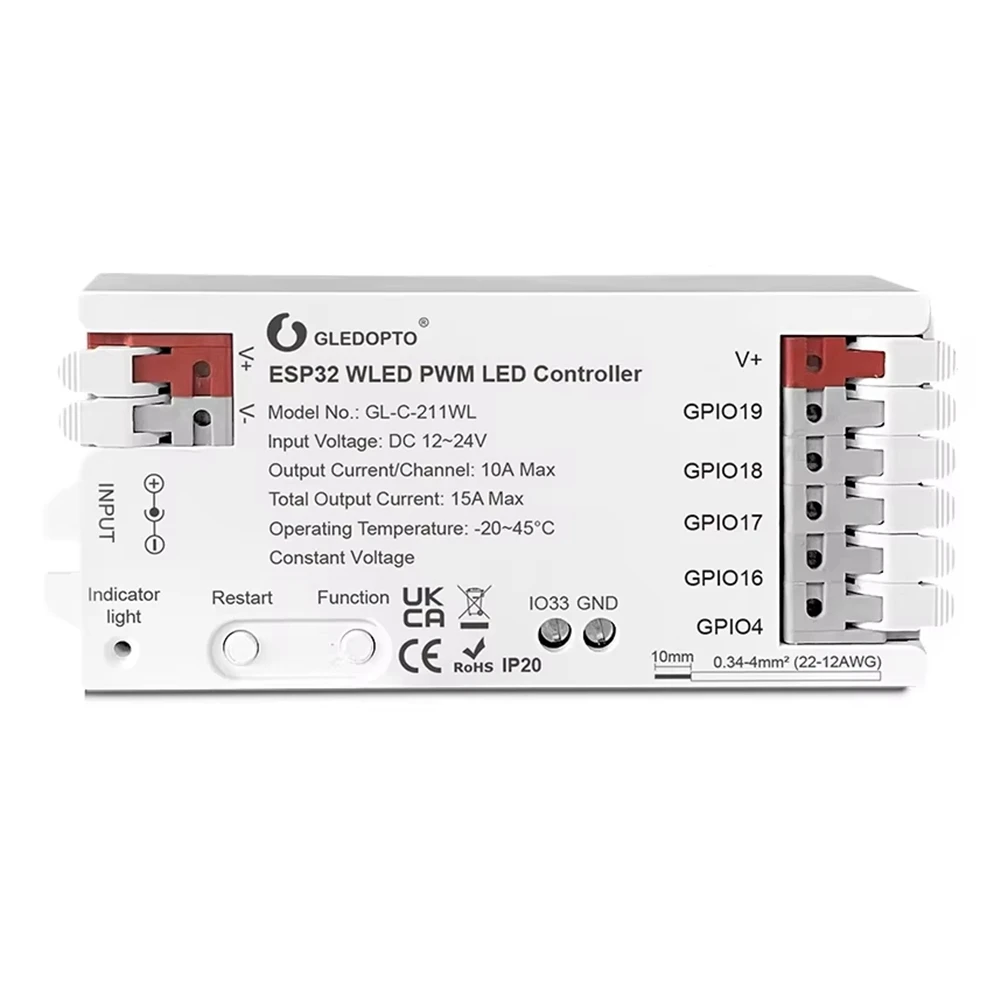 

A07I ESP32 PWM WLED светодиодный контроллер 5 режимов в 1 DC 12-24V WiFi App Control для RGBCCT RGBW RGB WWCW CCT Dimmer Strip Light