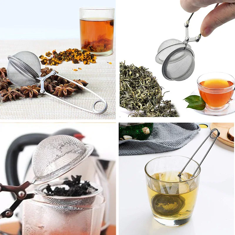 Tea Infuser Stainless Steel Tea Accessories Diffuser Teapot for Tea in A Cup Sphere Herb Spice Filter Diffuser Handle Tea Ball