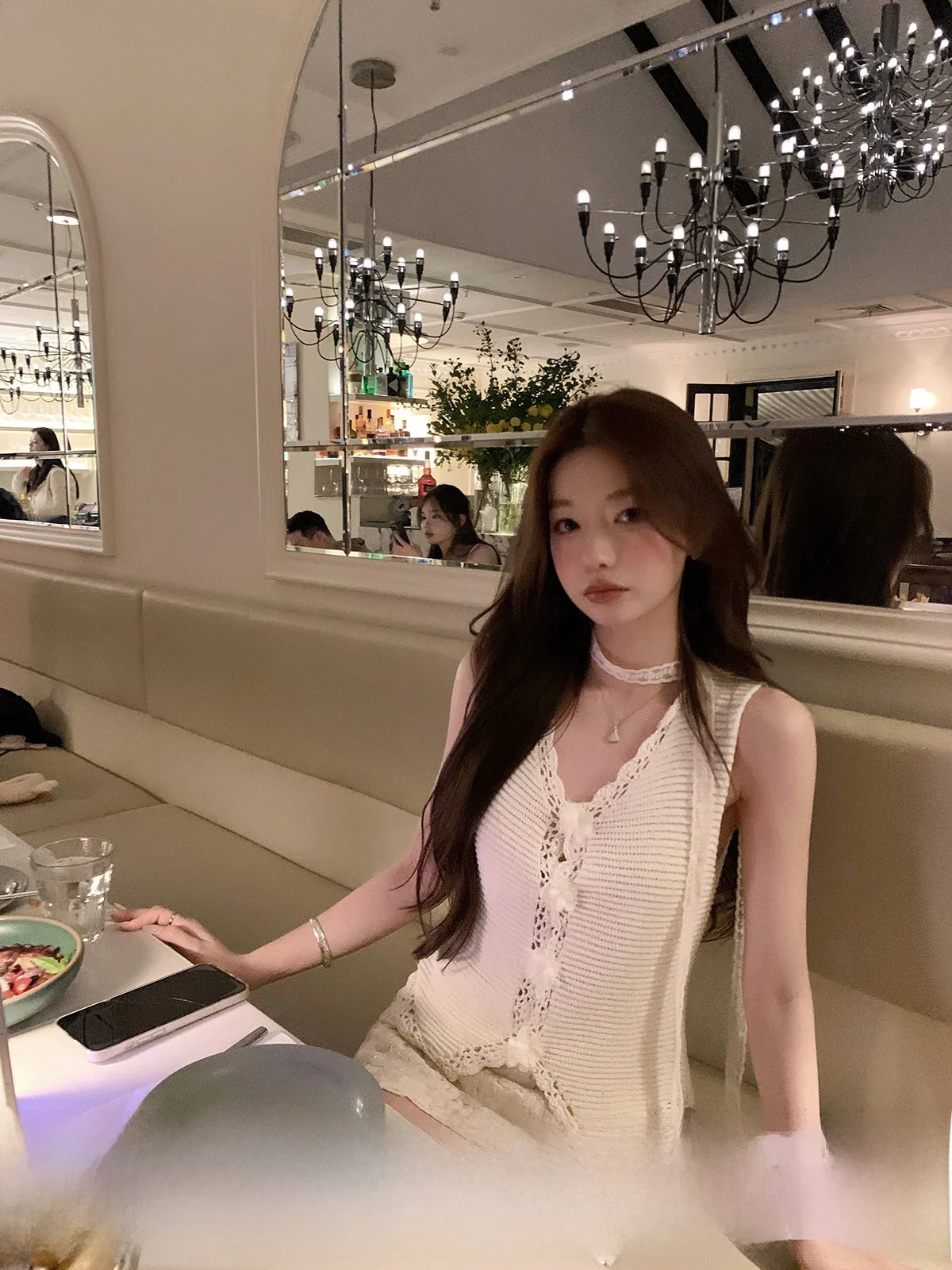 

Ультратонкий вязаный жилет для женщин, весенний сезон, повседневный, с принтом, свободного кроя, с V-образным вырезом, без рукавов, футболка