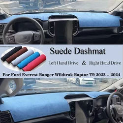 Suede Dashmat Automobile Dashboard Cover Dash Mat Anti-UV Car Accessories For Ford Everest Ranger Wildtrak Raptor T9 2022 - 2024
