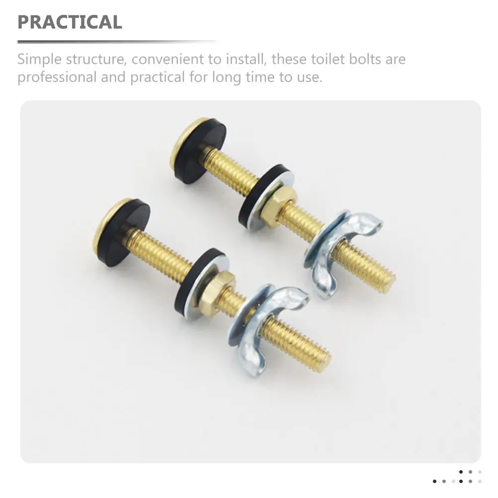 2Pcs Heavy Duty Toilet Tank Bolts with Integrated Rubber Seals Robust Threaded Structure Prevents Leaks and Shifting in Bathroom