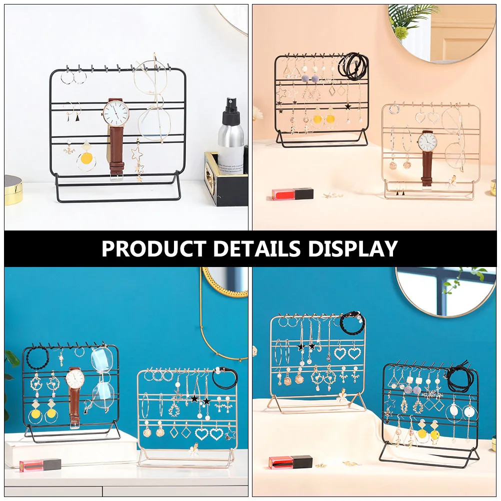 Household Jewelry Rack Decorative Earring Display Rack Large Capacity Wrought Iron Jewelry Storage Tray Desktop Ornament